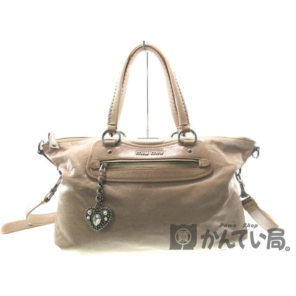 Miu Miu Bag Handbag Shoulder Leather Salmon Pink Charm Heart